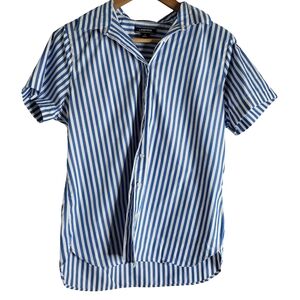 Blue and White Striped Button Up Shirt